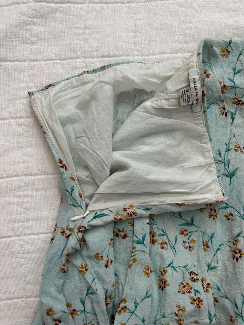 American Eagle Outfitters Light Blue Floral Skater Skirt - Picture 6 of 7